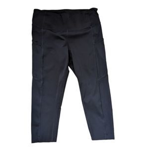 Women's Leggings Black Cropped Medium Yoga Workout‎ Drawstring